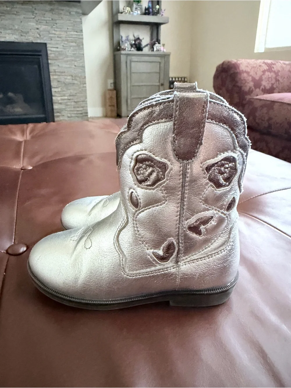 Zara Metallic Silver Girls' Cowboy Boots